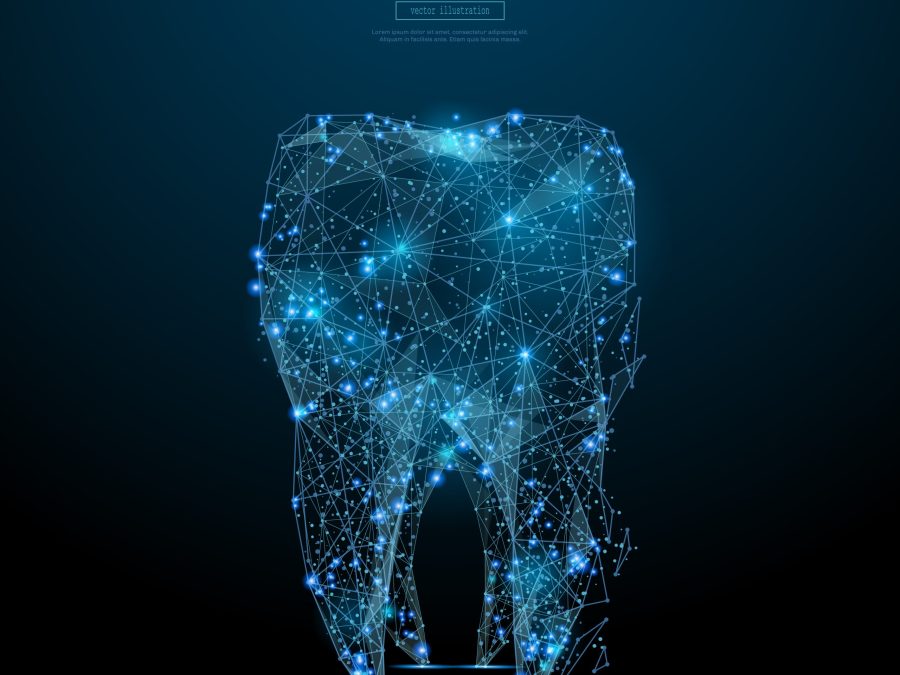 tooth low poly blue
